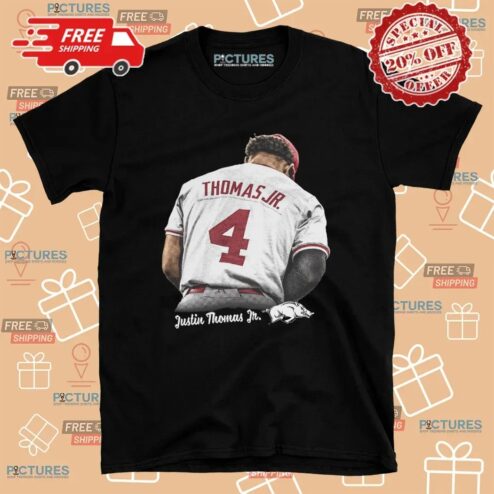 Justin Thomas Jr Arkansas Razorbacks Back Portrait T Shirt