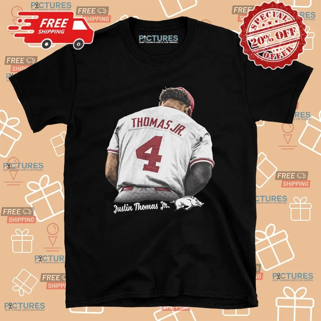 Justin Thomas Jr Arkansas Razorbacks Back Portrait T Shirt