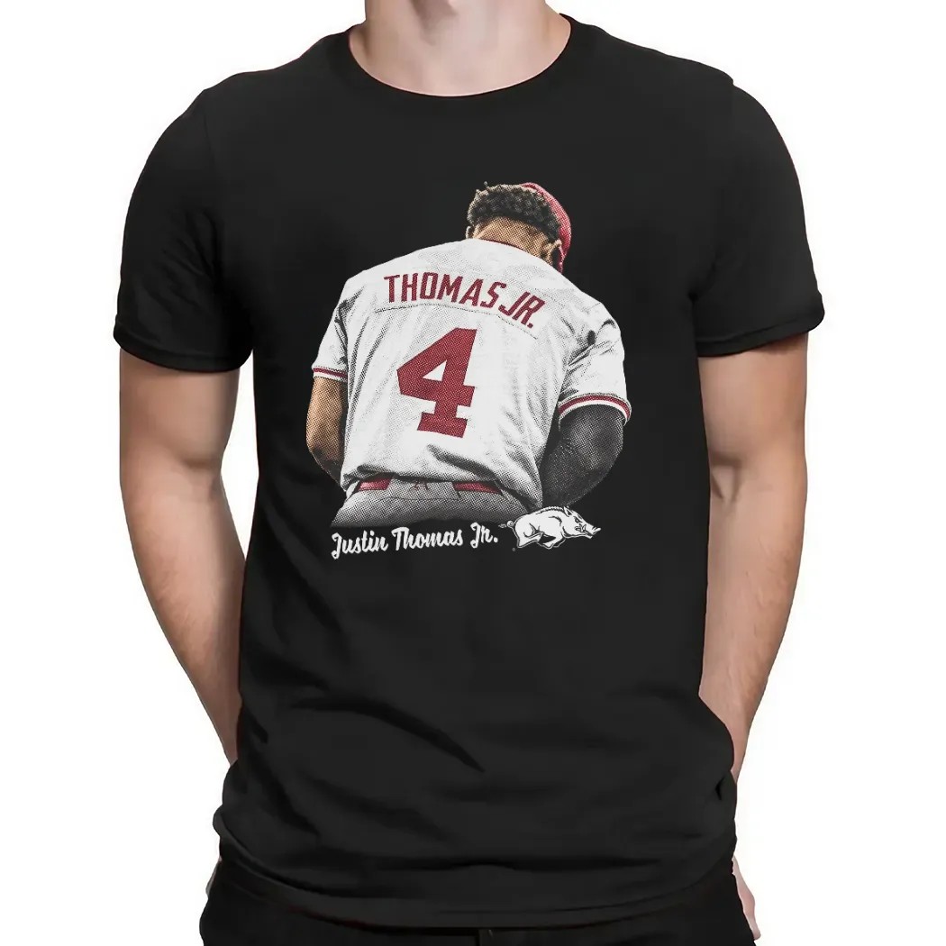 Justin Thomas Jr Arkansas Razorbacks Back Portrait T Shirt