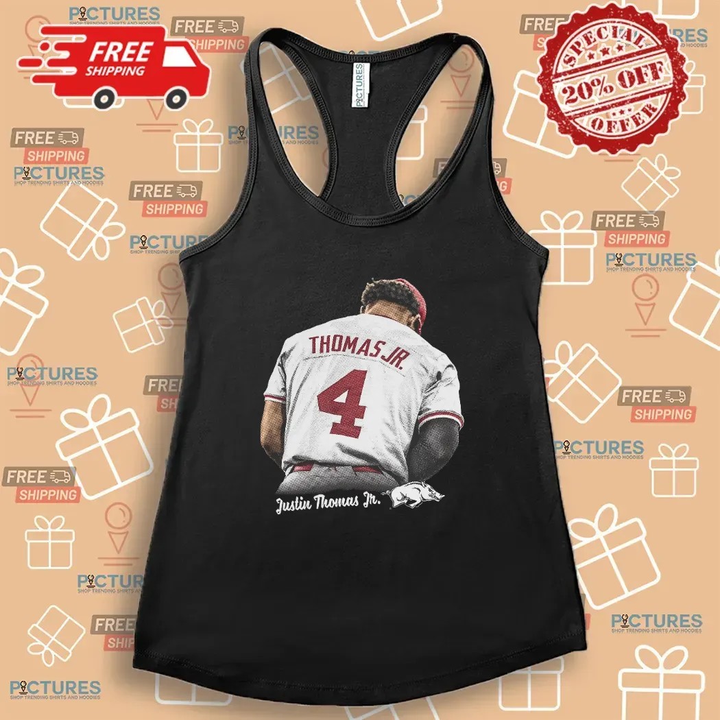 Justin Thomas Jr Arkansas Razorbacks Back Portrait T Shirt