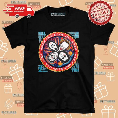Kiss Of Death Hack And Slay All Over Horror Movie Turbo T Shirt