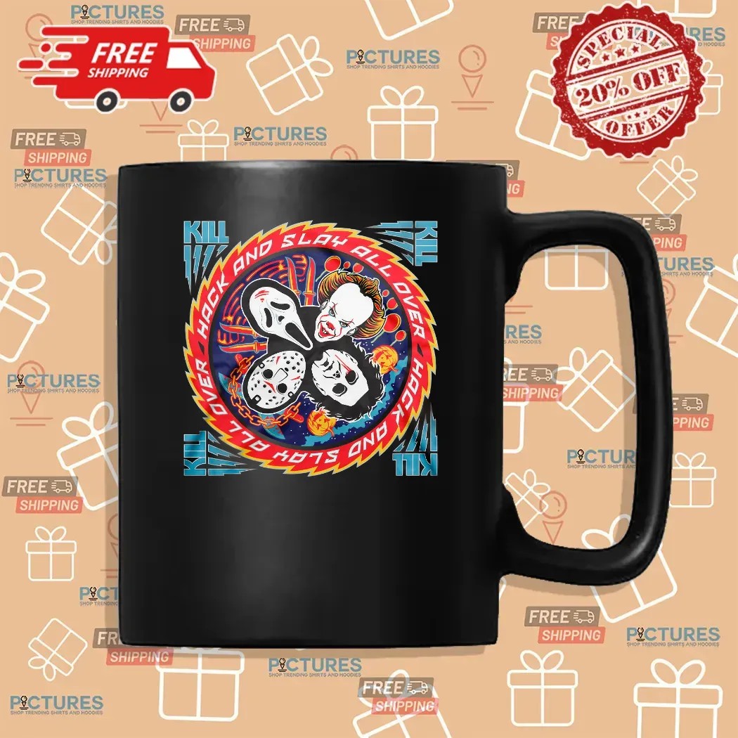 Kiss Of Death Hack And Slay All Over Horror Movie Turbo T Shirt