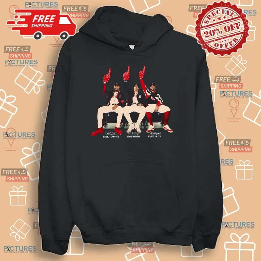 Kristian Campbell Roman Anthony and Marcelo Mayer Boston Red Sox Prospects Bench Signatures T Shirt