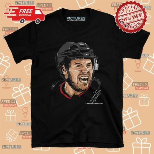 Logan Stankoven Carolina Hockey Head Signature T Shirt
