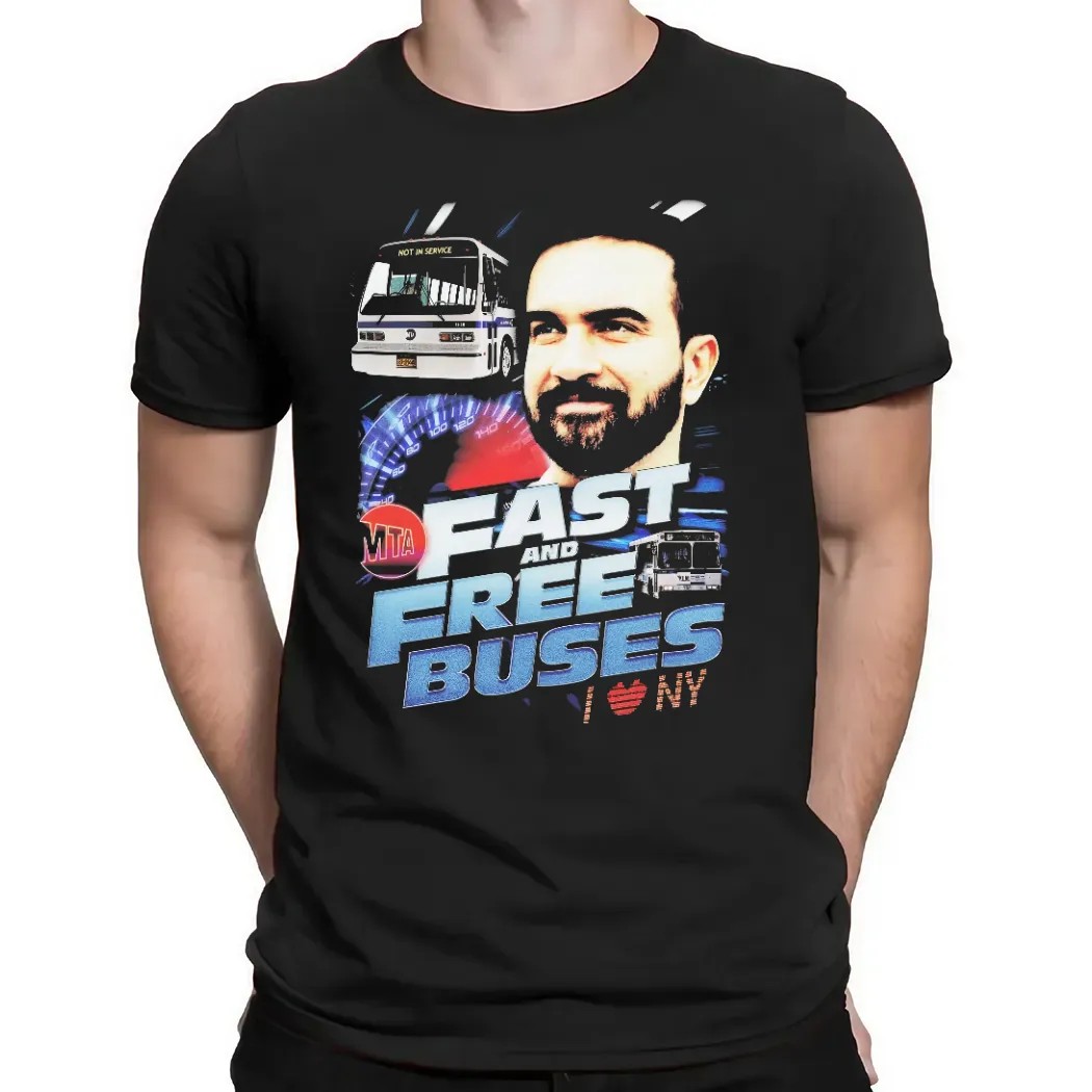MTA Fast And Free Buses I Love NY Movie Parody T Shirt