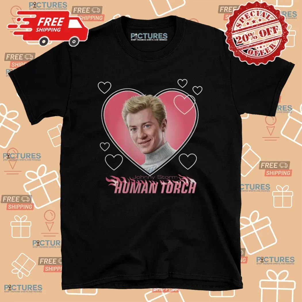 Marvel Fantastic Four Johnny Storm Human Torch Heart T Shirt