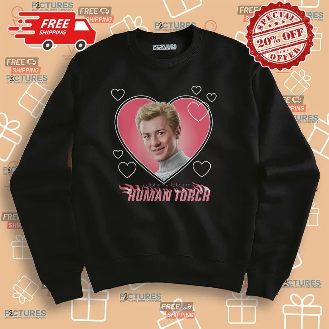 Marvel Fantastic Four Johnny Storm Human Torch Heart T Shirt