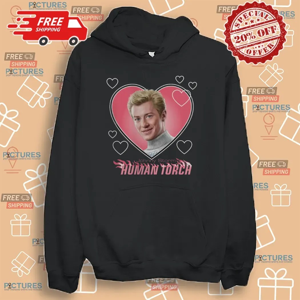 Marvel Fantastic Four Johnny Storm Human Torch Heart T Shirt