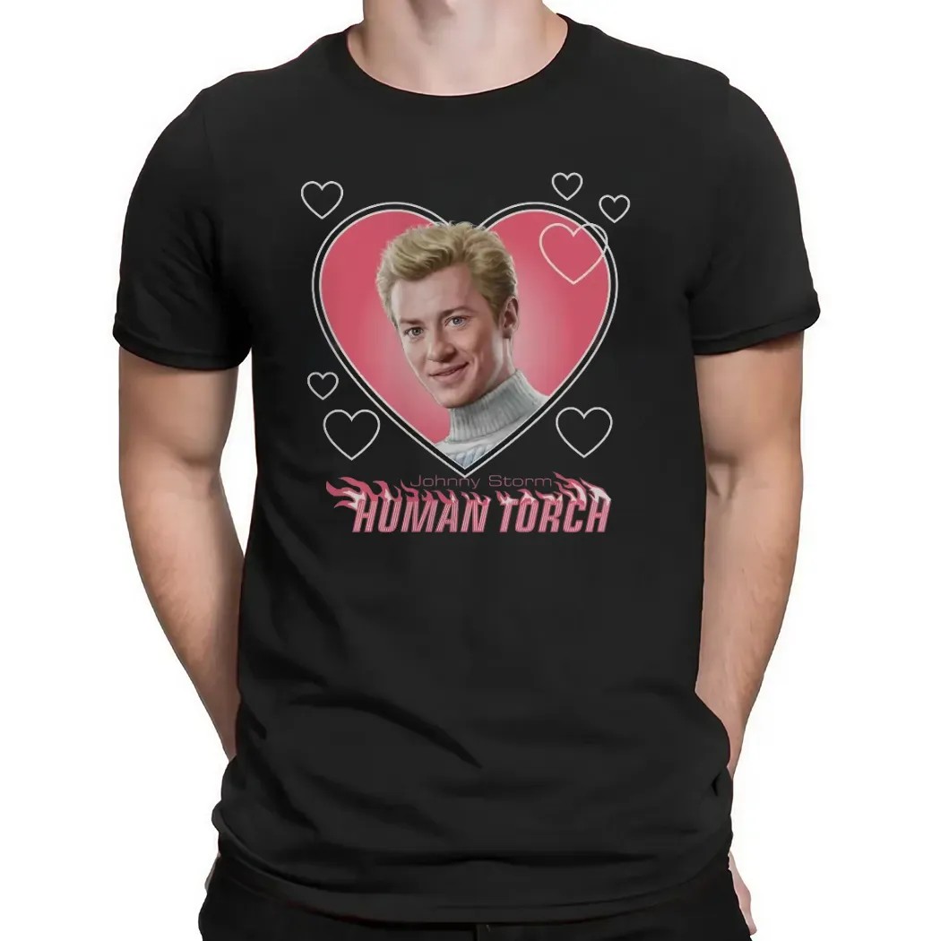 Marvel Fantastic Four Johnny Storm Human Torch Heart T Shirt