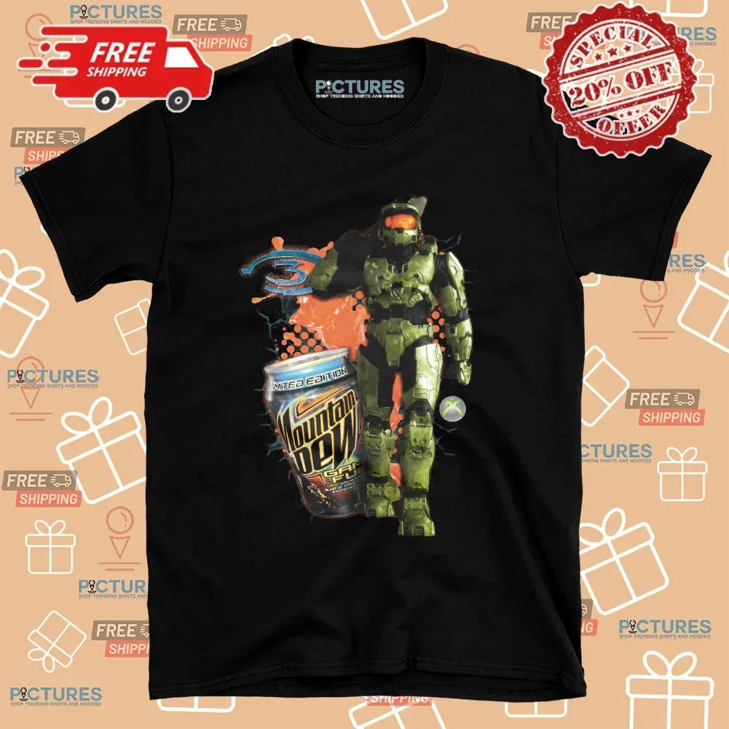 Master Chief Mountain Dew Game Fuel Xbox 360 Era Aesthetic Mashup T Shirt