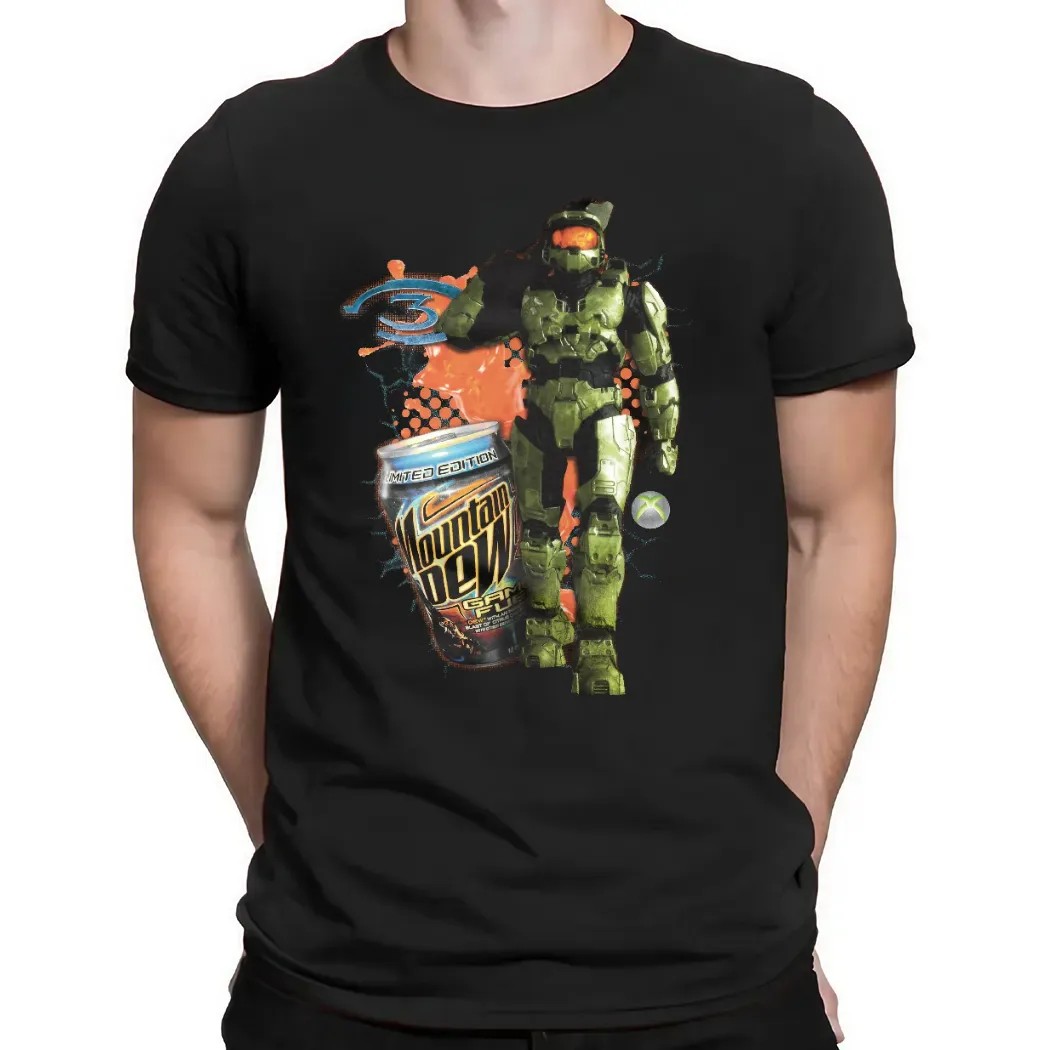 Master Chief Mountain Dew Game Fuel Xbox 360 Era Aesthetic Mashup T Shirt