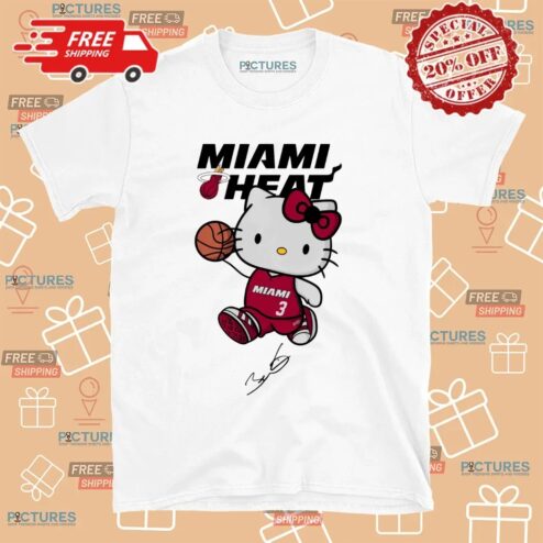 Miami Heat Basketball Dwyane Wade Hello Kitty Signature T Shirt