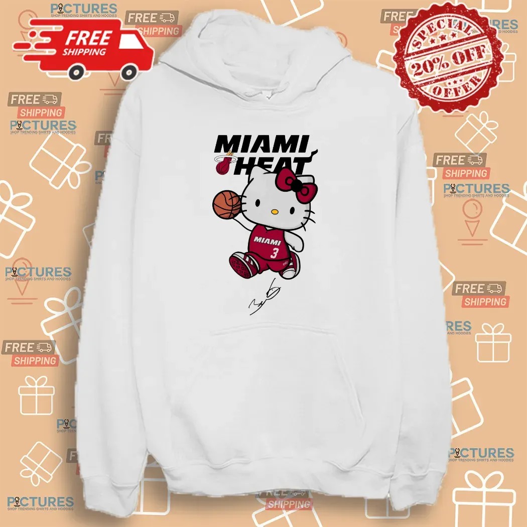 Miami Heat Basketball Dwyane Wade Hello Kitty Signature T Shirt Miami Heat Basketball Dwyane Wade Hello Kitty Signature T Shirt