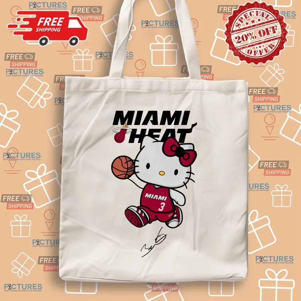 Miami Heat Basketball Dwyane Wade Hello Kitty Signature T Shirt Miami Heat Basketball Dwyane Wade Hello Kitty Signature T Shirt