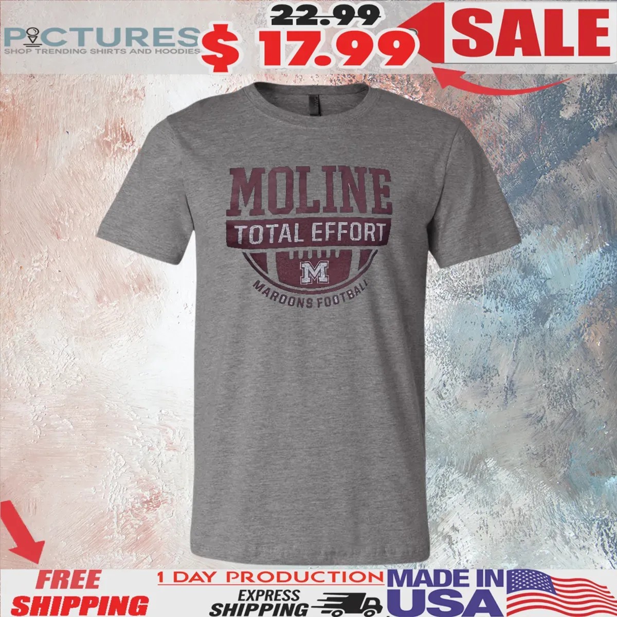 Moline Total Effort Marron's Football T Shirt