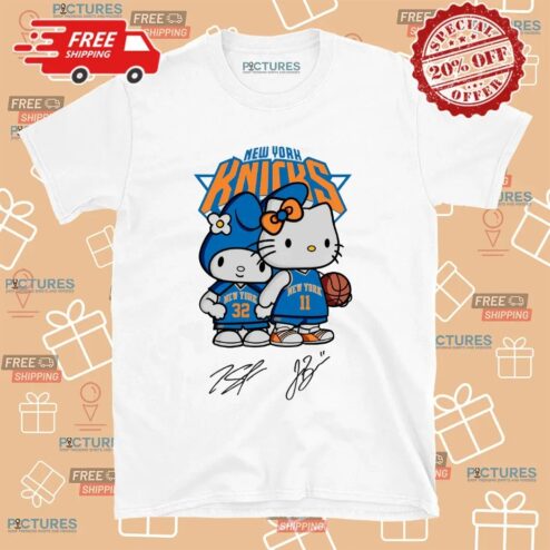 New York Knicks Brunson and Towns Hello Kitty Signature T Shirt