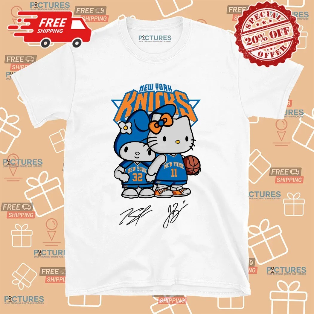 New York Knicks Brunson and Towns Hello Kitty Signature T Shirt