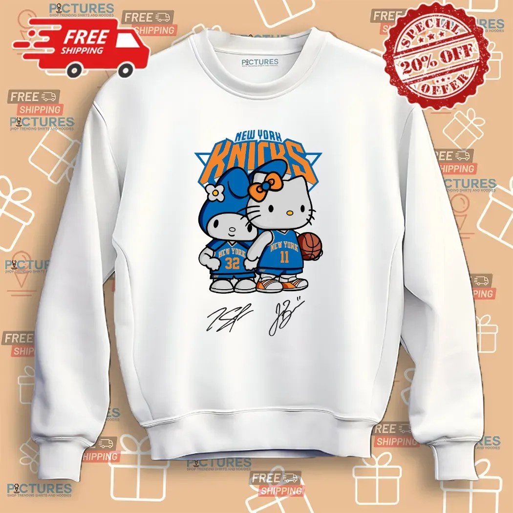 New York Knicks Brunson and Towns Hello Kitty Signature T Shirt