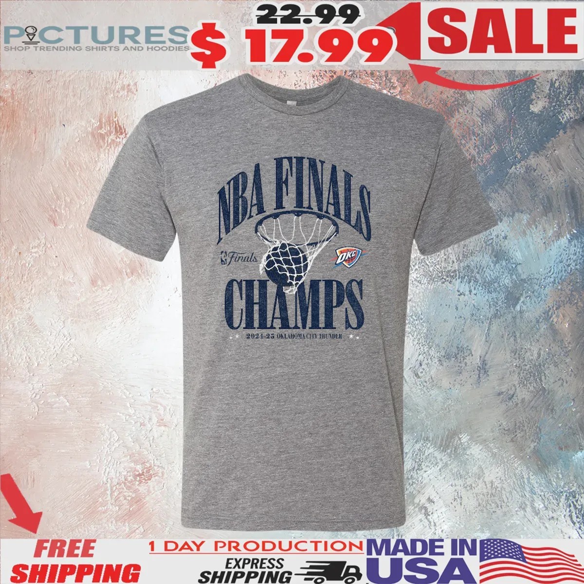 Oklahoma City Thunder 2025 Finals Champions Playoff Fade Away T Shirt