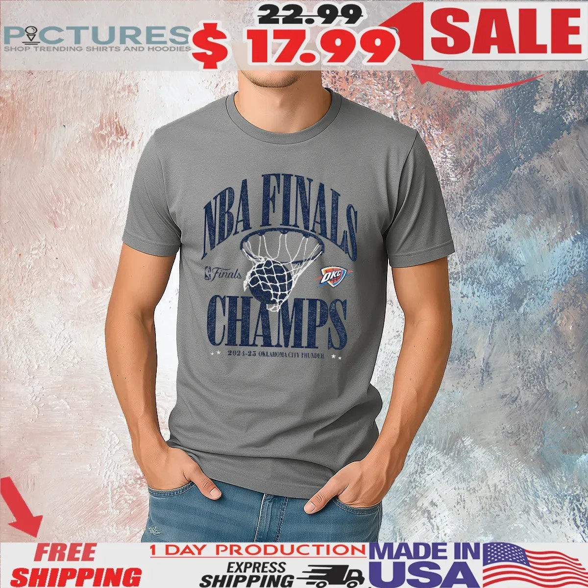 Oklahoma City Thunder 2025 Finals Champions Playoff Fade Away T Shirt
