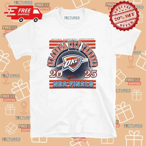 Oklahoma City Thunder 2025 NBA Finals Red White Blue Stripes Logo T Shirt