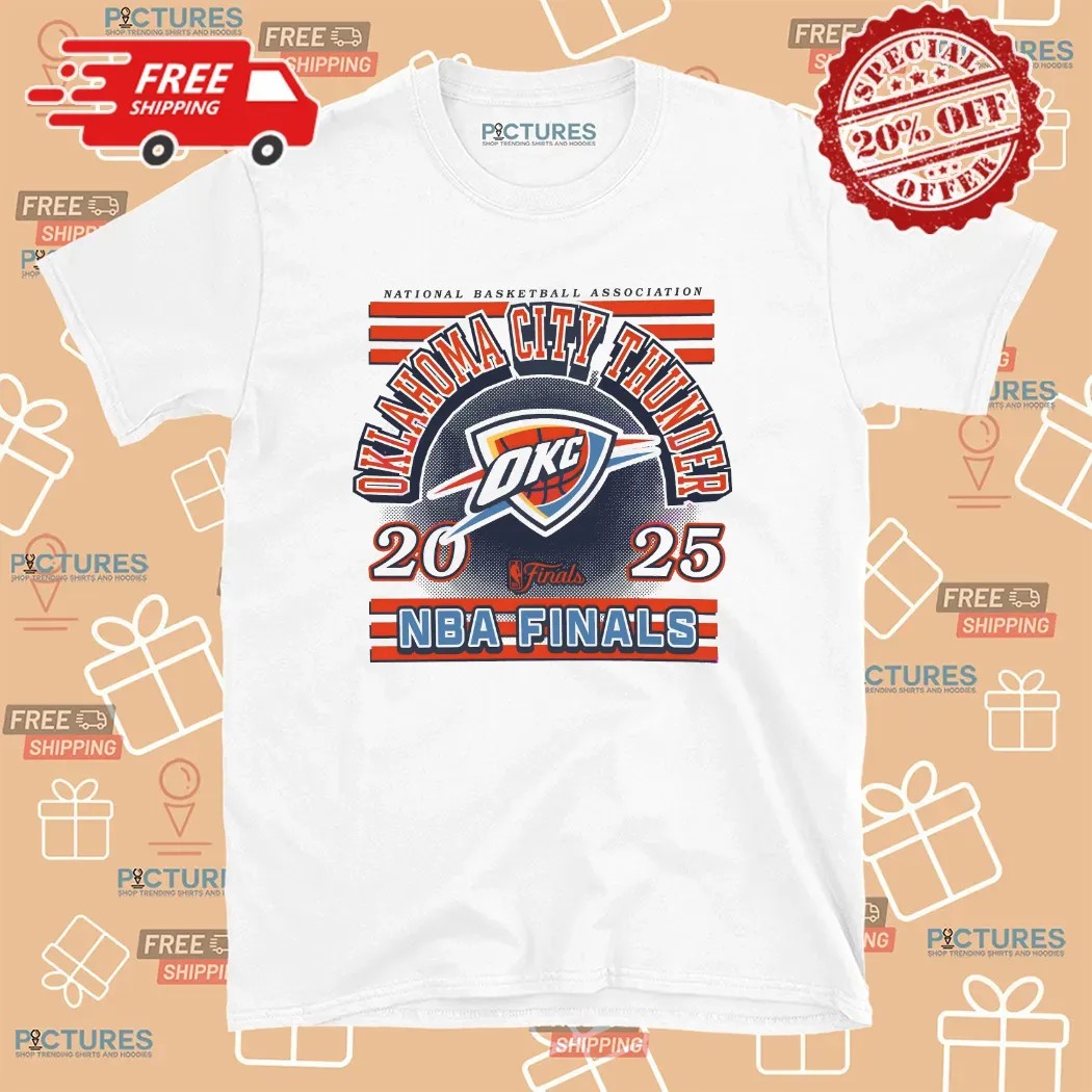 Oklahoma City Thunder 2025 NBA Finals Red White Blue Stripes Logo T Shirt