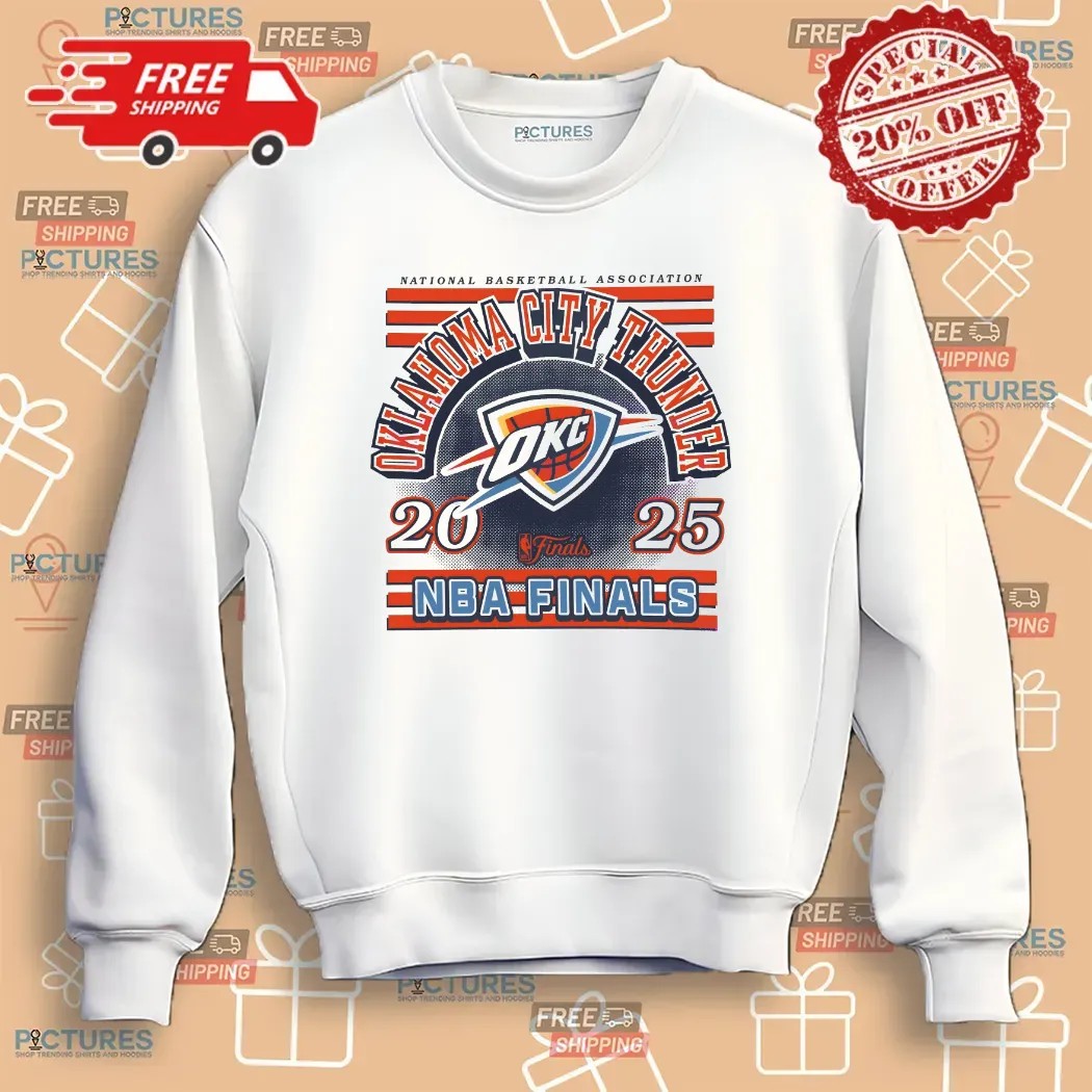 Oklahoma City Thunder 2025 NBA Finals Red White Blue Stripes Logo T Shirt