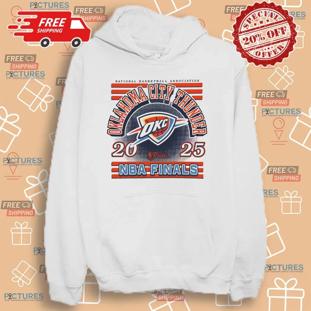 Oklahoma City Thunder 2025 NBA Finals Red White Blue Stripes Logo T Shirt