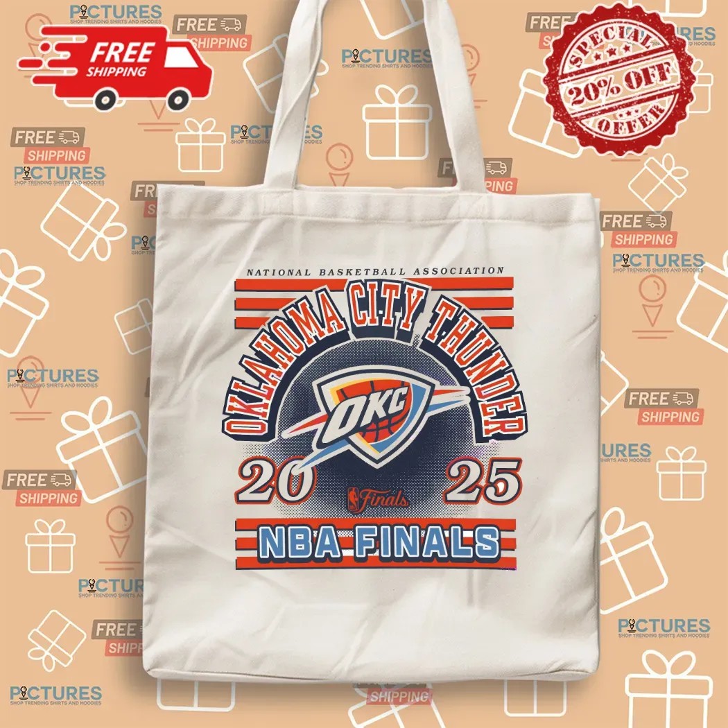 Oklahoma City Thunder 2025 NBA Finals Red White Blue Stripes Logo T Shirt
