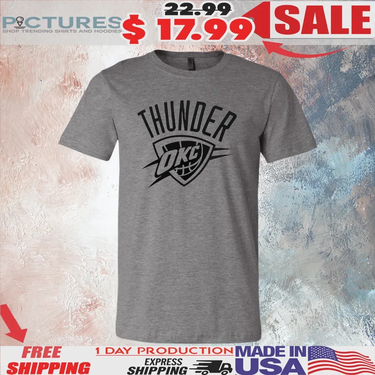 Oklahoma City Thunder Basketball Mono Logo Graphic T Shirt