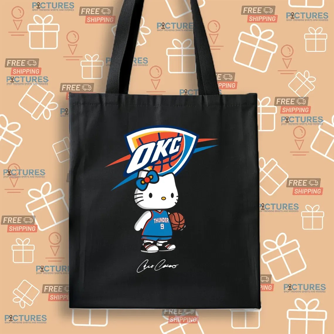 Oklahoma City Thunder Caruso Hello Kitty Signature T Shirt Oklahoma City Thunder Caruso Hello Kitty Signature T Shirt