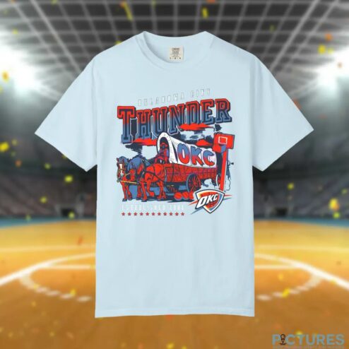 Oklahoma City Thunder Covered Wagon Western Style Basketball T Shirt