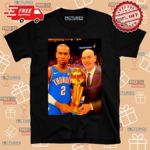 Oklahoma City Thunder MVP Shai Gilgeous Alexander 2025 NBA Champion Trophy Photo T Shirt