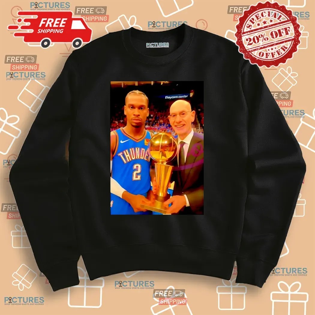 Oklahoma City Thunder MVP Shai Gilgeous Alexander 2025 NBA Champion Trophy Photo T Shirt