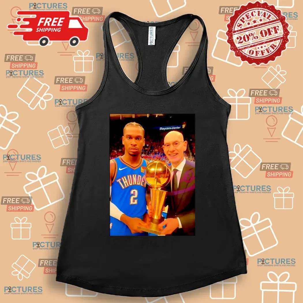Oklahoma City Thunder MVP Shai Gilgeous Alexander 2025 NBA Champion Trophy Photo T Shirt