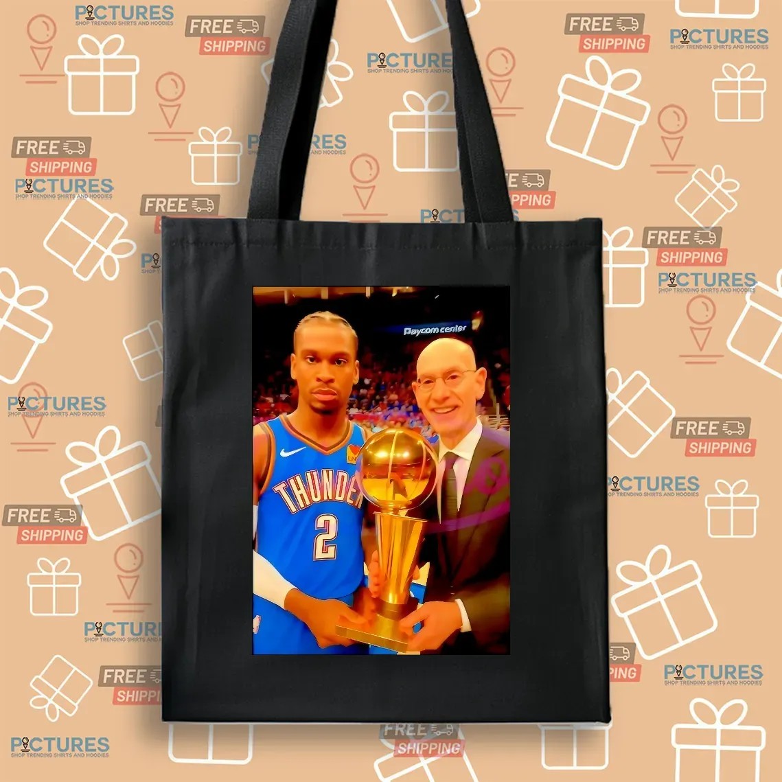 Oklahoma City Thunder MVP Shai Gilgeous Alexander 2025 NBA Champion Trophy Photo T Shirt