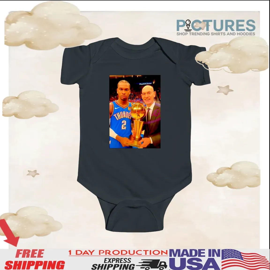 Oklahoma City Thunder MVP Shai Gilgeous Alexander 2025 NBA Champion Trophy Photo T Shirt