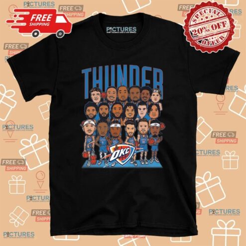Oklahoma City Thunder NBA 2024-25 Roster Caricature T Shirt