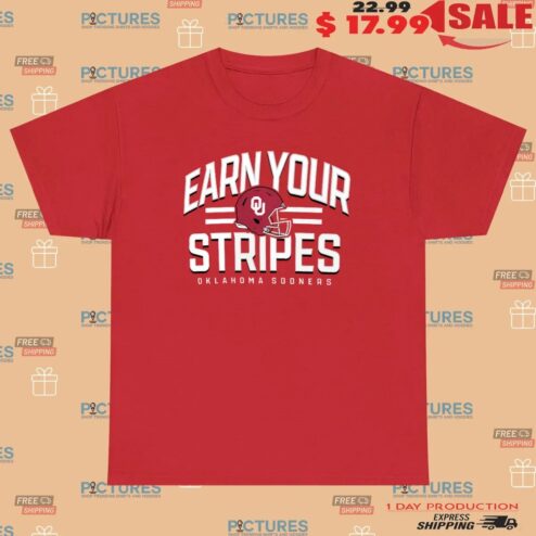 Oklahoma Sooners Earn Your Stripes Helmet T Shirt