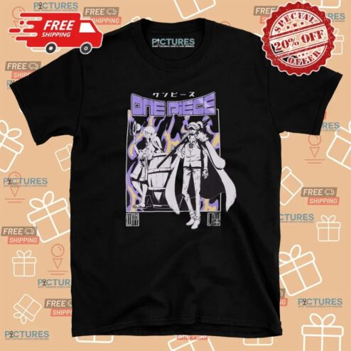 One Piece Luffy And Trafalgar Law Duo Purple Flames T Shirt