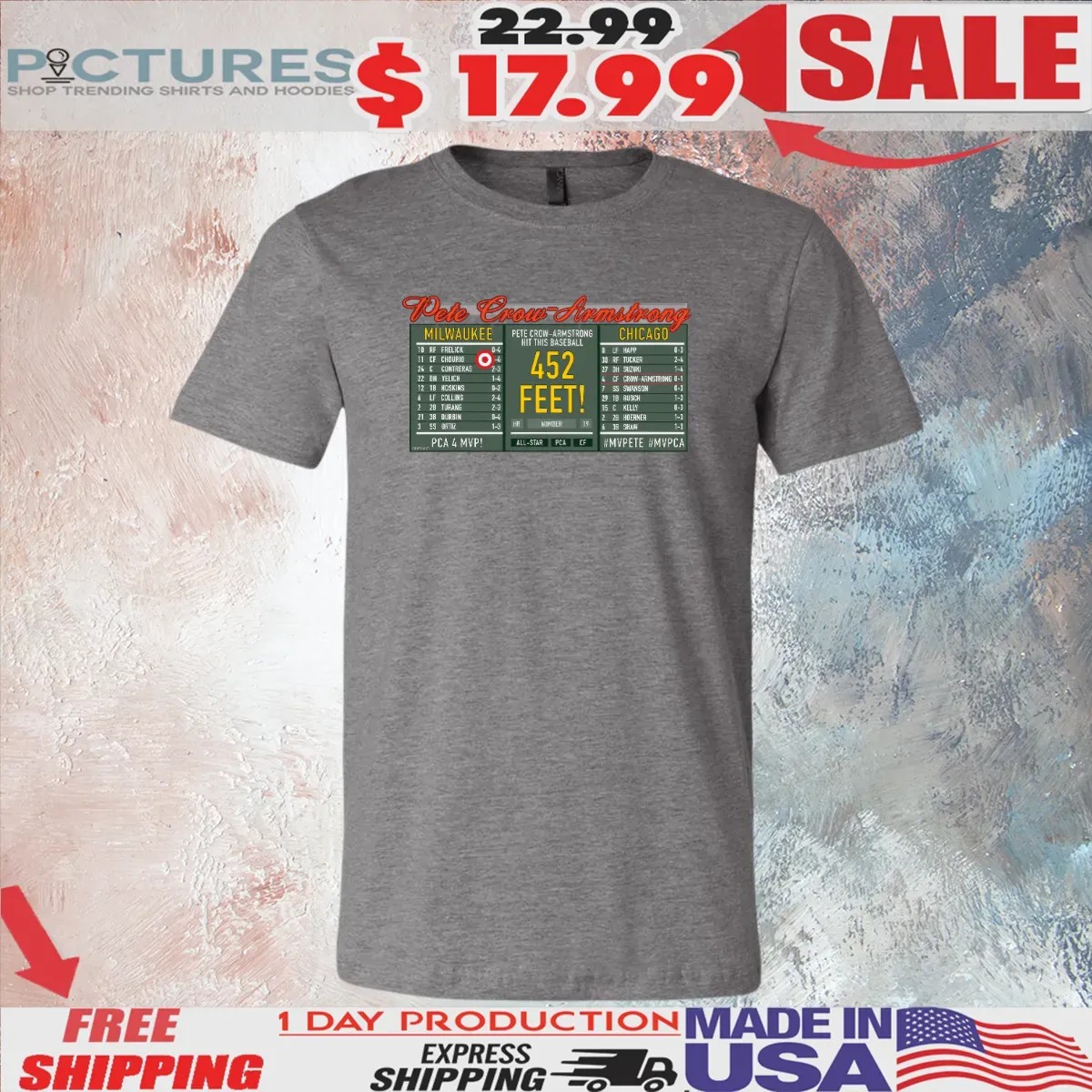 Pete Crow-armstrong Hit This Baseball 452 Feet Scoreboard T Shirt