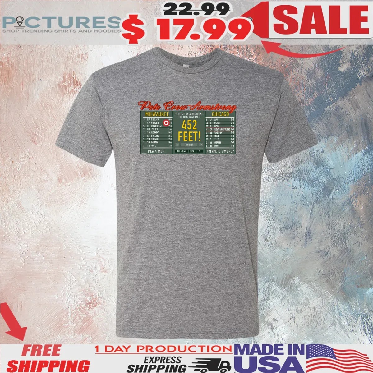 Pete Crow-armstrong Hit This Baseball 452 Feet Scoreboard T Shirt