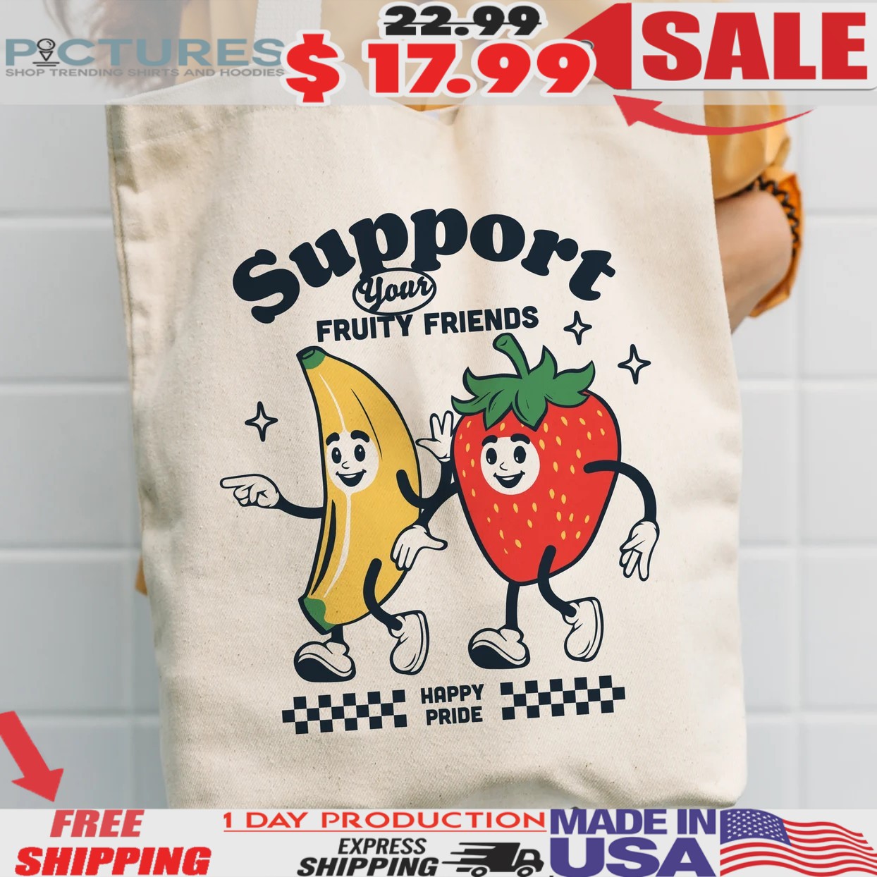 Pride Month Support Your Fruity Friends Banana And Strawberry Happy Pride T Shirt