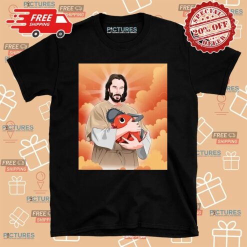 Saint Keanu Hug Pochita Comic Art T Shirt