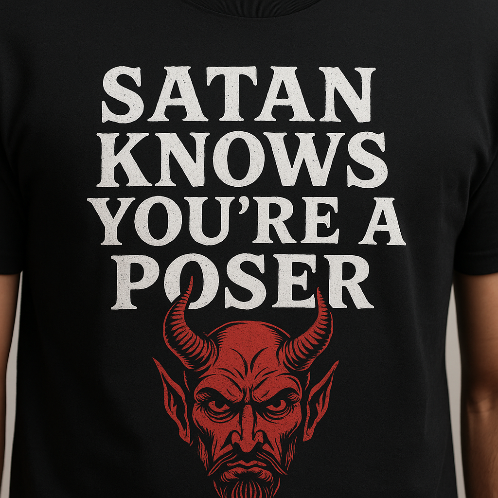 Exploring the Hammer Brooklyn Satan: Origins and Significance 2 Satan Knows You're A Poser Shirt
