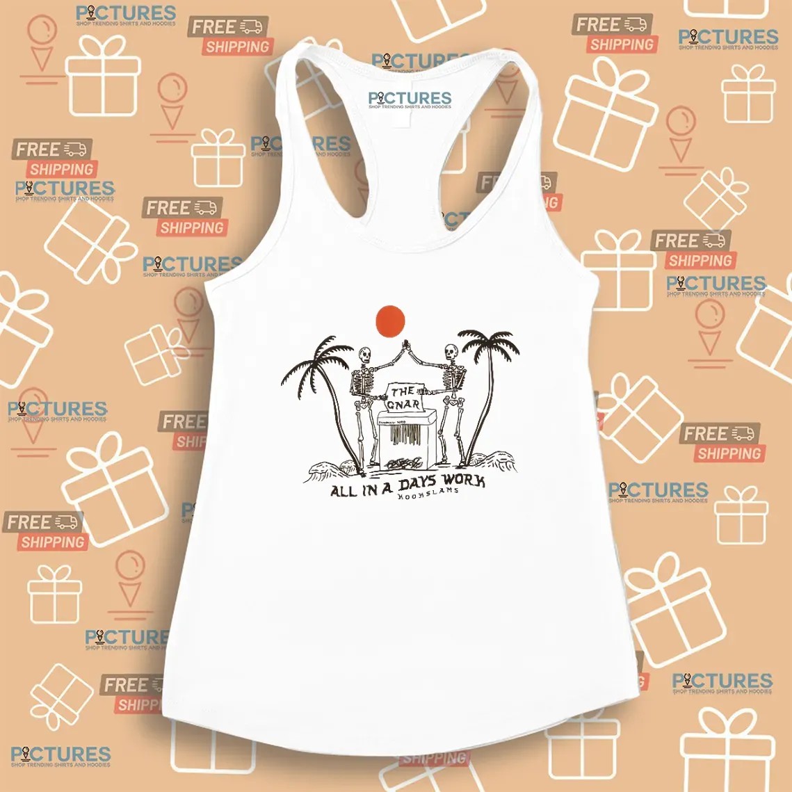 Shred the Gnar All In A Days Work Skeleton T Shirt