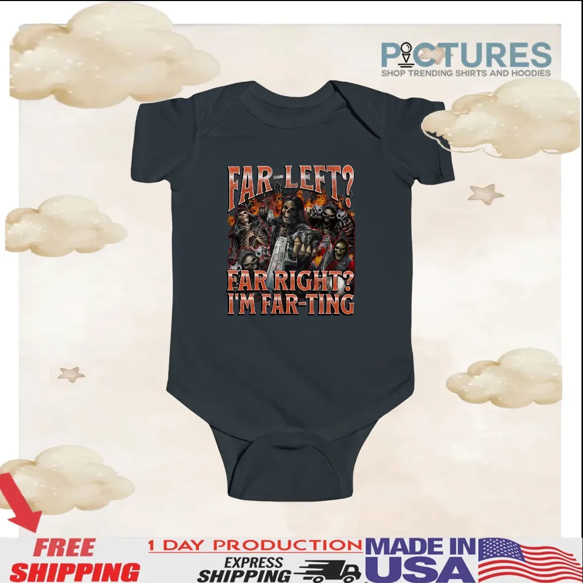 Skeleton Far Left Far Right I'm Farting Meme Bootleg T Shirt