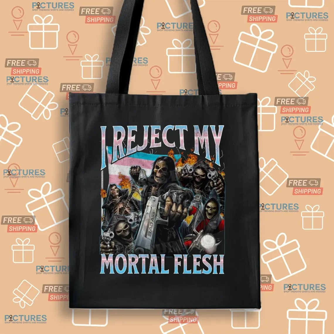 Skeleton I Reject My Mortal Flesh Meme Bootleg T Shirt