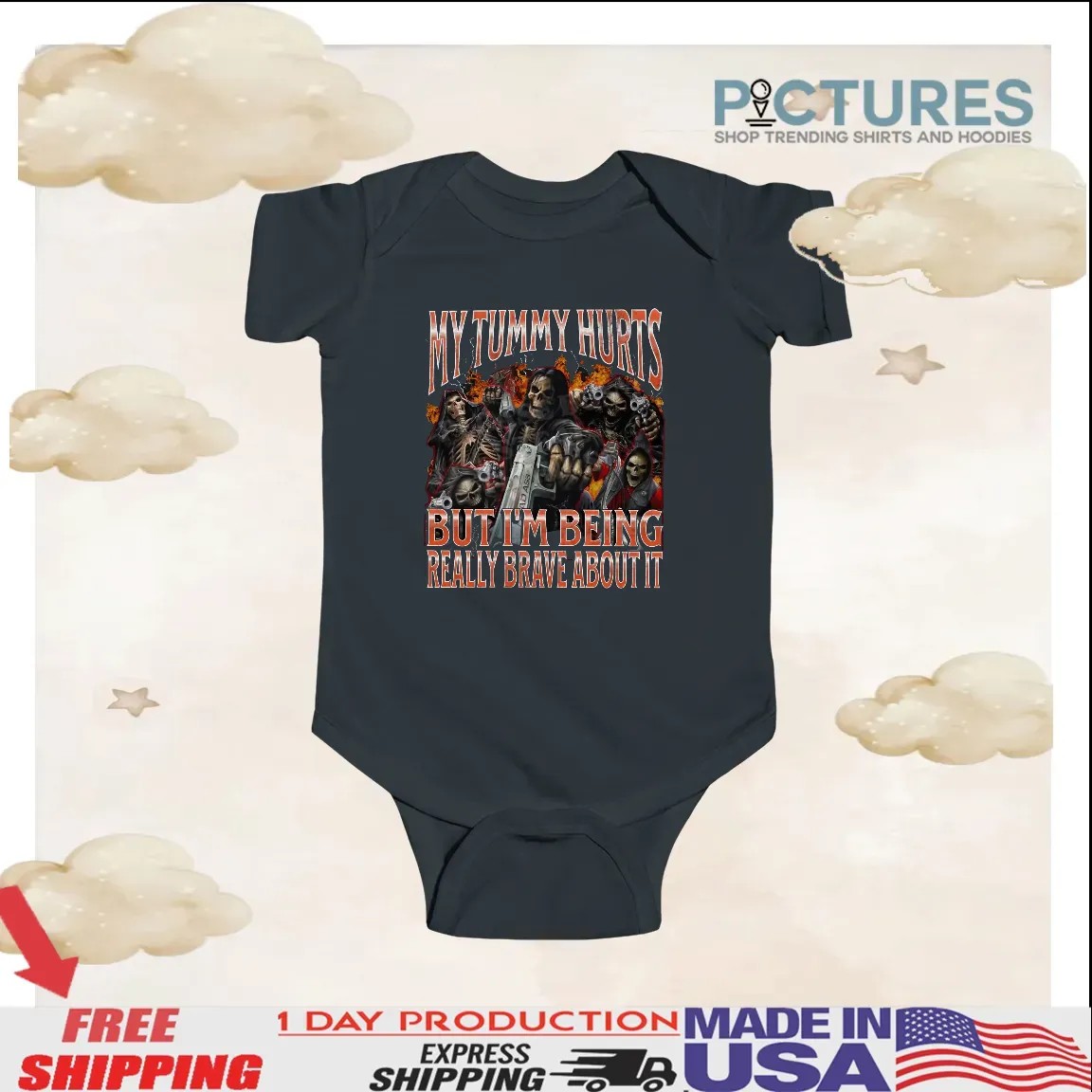 Skeleton My Tummy Hurts But I'm Being Really Brave About It Meme Bootleg T Shirt