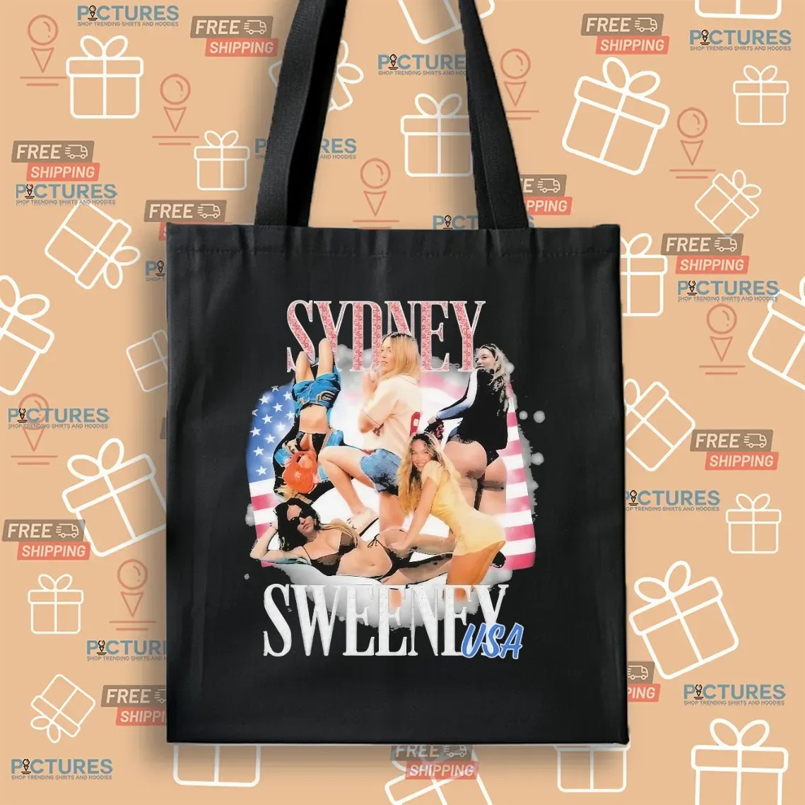 Sydney Sweeney USA American Flag Vintage Bootleg T Shirt